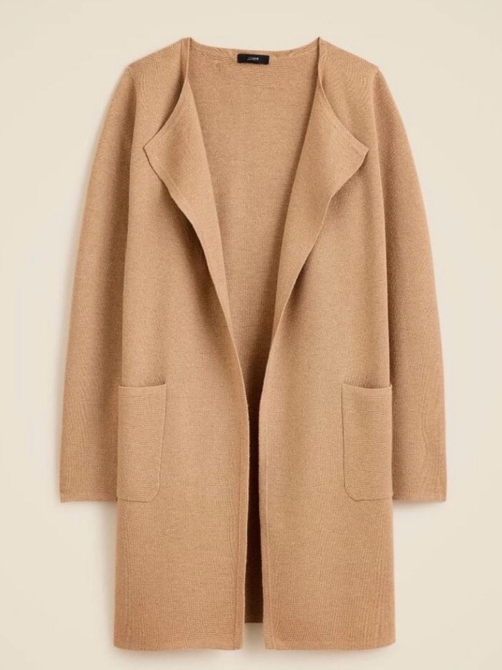 J. Crew Juliette Collarless Long Sweater Blazer in Khaki Tan XL